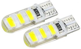 T5 Super Bright Silica Gel 6 SMD LED Universal Parking LED Bulb For Cars and Bikes WHITE (Set OF 2)