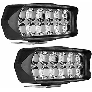 12 Led Light Square Shape av Back Up Lamp, Headlight, License Plate Light, Fog Lamp Car, Motorbike, Van, Truck LED (11 V, 24 W) Universal For Bike, Universal For Car, Pack of 2