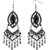 SILVER SHINE Dazzling Chandelier with Black Stud Alloy Drops & Danglers