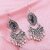 SILVER SHINE Dazzling Chandelier with Black Stud Alloy Drops & Danglers