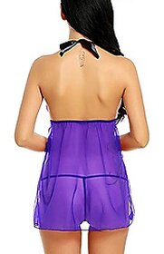 29K Purple Net Solid Babydoll Nightwear (ME-44Purple)