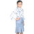 Kid Kupboard Top and Skirt For Girl's (7-8 Years, White  Blue, Ethnic Wear, Cotton)