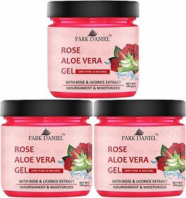 PARK DANIEL Rose Aloe Vera Extract Gel For Skin Spot Removal Pack of 3 of 100 gms (300 g)