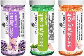 PARK DANIEL Premium Lavender, Aromatic & Rose Bath Salt- For Refreshing, Soothening & Radiant Skin- Pedicure & Manicure Salt Combo Pack of 3 Jars of 200 gms(600 gms) (600 g)