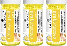 PARK DANIEL Premium Lemon Bath Salt- For Antioxidant & Skin Lightening -Pedicure & Manicure Salt Combo Pack Of 3 Jars of 200 gms(600 gms) (600 g)