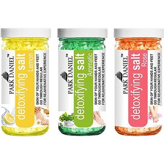 PARK DANIEL Premium Lemon, Aromatic & Rose Bath Salt- For Radiant, Soothening & Whitening Skin- Pedicure & Manicure Salt Combo Pack of 3 Jars of 200 gms(600 gms) (600 g)