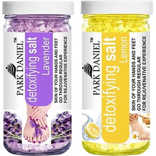 PARK DANIEL Premium Lavender & Lemon Bath Salt- For Skin Lightening & Relaxation- Pedicure & Manicure Salt Combo Pack Of 2 Jars of 200 gms(400 gms) (400 g)