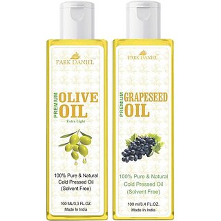 PARK DANIEL Premium Grapeseed oil and Extra Light Olive oil combo pack of 2 bottles of 100 ml(200 ml) (200 ml)