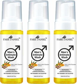 PARK DANIEL Men's Intimate Wash Maintain Ph Balance with Haldi Chandan Pack of 3 of 150ML (3 x 150 ml)