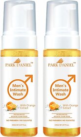 PARK DANIEL Men's Intimate Wash Maintain Ph Balance with Orange Extract Pack of 2 of 150ML (2 x 150 ml)