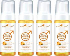 PARK DANIEL Men's Intimate Wash Maintain Ph Balance with Orange Extract Pack of 4 of 150ML (4 x 150 ml)