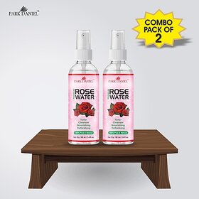 PARK DANIEL Organic Rose Water - For Toner, Cleanser, Nourishing & Refreshing Purposes combo of 2 bottles of 100 ml(200 ml) (200 ml)