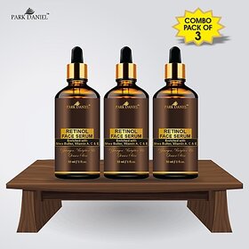 PARK DANIEL Premium Retinol Face Serum Enriched With Shea Butter, Vitamin A, C & E -For Younger, Brighter and Clearer Skin- Ideal For Men & Women Combo Pack of 3 Bottle of 30 ML(90 ML) (90 ml)