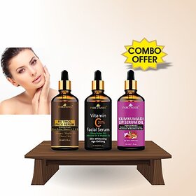 PARK DANIEL Retinol Face Serum, Vitamin C Facial Serum & Kumkumadi Lip Serum Oil Combo Set of 3 Bottles of 30 ml(90 ml) (90 ml)