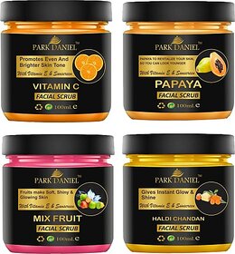 PARK DANIEL Vitamin C, Papaya, Fruit, Haldi Chandan & Apricot Scrub Pack of 5 100 ml(500 ml) Scrub (500 ml)