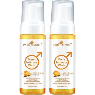 PARK DANIEL Men's Intimate Wash Maintain Ph Balance with Orange Extract Pack of 2 of 150ML (2 x 150 ml)