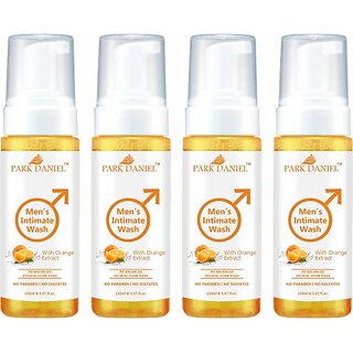 PARK DANIEL Men's Intimate Wash Maintain Ph Balance with Orange Extract Pack of 4 of 150ML (4 x 150 ml)