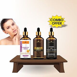 PARK DANIEL Under Eye Serum, Retinol Face Serum & Vitamin B3 Facial Serum - For Skin Brightening Combo Set of 3 Bottles of 30 ml(90 ml) (90 ml)