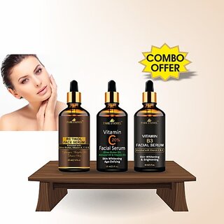 PARK DANIEL Retinol Face Serum, Vitamin C Facial Serum & Vitamin B3 Facial Serum - For Skin Brightening Combo Set of 3 Bottles of 30 ml(90 ml) (90 ml)