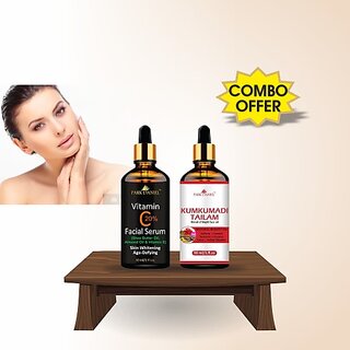 PARK DANIEL Vitamin C Facial Serum & Kumkumadi Tailam Face Oil Combo Set of 2 Bottles of 30 ml(60 ml) (60 ml)