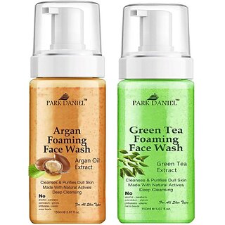 PARK DANIEL Argan & Green Tea Foaming  For Deep Cleansing Pack of 2 150 ML(300 ML) Face Wash (300 ml)