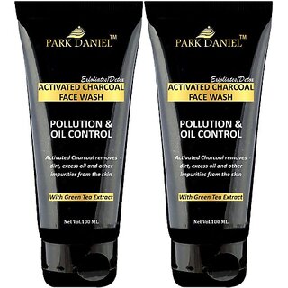 PARK DANIEL Activated Charcoal - Pollution & Oil Control- To Remove dirt, Excess Oil & other impurities from the Skin Combo pack of 2 tubes of 100 ml(200 ml) Face Wash (200 ml)