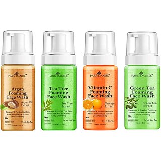 PARK DANIEL Argaan, Tea Tree, Vitamin C & Green Tea Foaming  Pack of 4 150ML(600ML) Face Wash (600 ml)