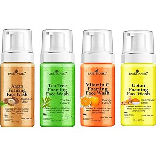 PARK DANIEL Argaan, Tea Tree, Vitamin C & Ubtan Foaming  Pack of 4 150ML(600ML) Face Wash (600 ml)
