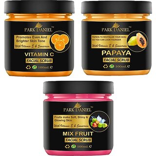 PARK DANIEL Mix Fruit Facial & Body Scrub Pigmention & Dead Skin Removal Pack of 4 of 100ML Scrub (400 ml)