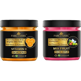PARK DANIEL Papaya, Mix Fruit & Haldi Chandan Face Scrub Pack of 3 Jars of 100 ml(300 ml) Scrub (300 ml)