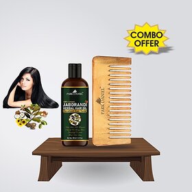 PARK DANIEL Premium Jaborandi Oil Hair OiL (100 ml) & Handmade Medium Detangler Neem Wooden Comb(5.5 inches) 1 Pc - Pack of 2 Item (2 Items in the set)