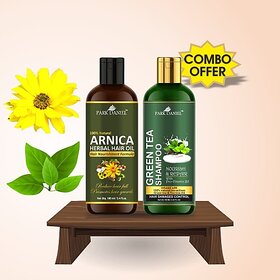 PARK DANIEL Premium Arnica Herbal Hair Oil & Green Tea Herbal Shampoo For Hair Growth Combo Pack Of 2 Bottle of 100 ml(200 ml) (2 Items in the set)