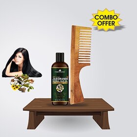 PARK DANIEL Premium Jaborandi Oil Hair OiL (100 ml) & Natural & Ecofriendly Handmade Neem Wooden Dressing Handle Comb(7.5 inches) 1 Pc - Pack of 2 Item (2 Items in the set)