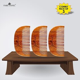 PARK DANIEL Handcrafted Wooden Beard Comb - Compact & Light Weight Pack Of 3 Combs(3 Pcs.) ()