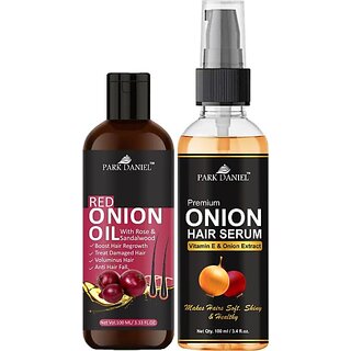 PARK DANIEL Premium Red Onion Oil & Onion Hair Serum - For Silky & Smooth Hair Combo Pack 2 Bottle of 100 ml(200 ml) (2 Items in the set)