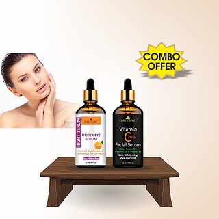 PARK DANIEL Under Eye Serum & Vitamin C Facial Serum - For Skin Brightening Combo Set of 2 Bottles of 30 ml(60 ml) (60 ml)