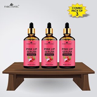 PARK DANIEL Premium Pink Lip Serum - For Shiny, Glossy & Soft Lips with Moisturizing & Nourishing Effect- Men & Women Combo pack of 3 bottles of 30 ml(90 ml) (90 ml)