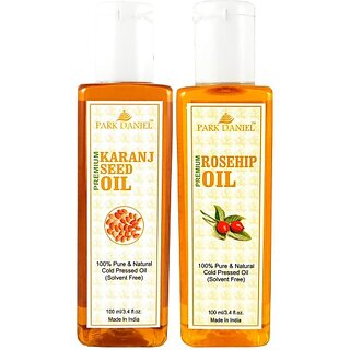 PARK DANIEL Organic Karanj oil and Rosehip oil - Natural & Undiluted combo of 2 bottles of 100 ml (200ml) (200 ml)
