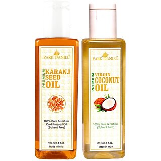 PARK DANIEL Organic Karanj oil and Coconut oil - Natural & Undiluted combo of 2 bottles of 100 ml (200ml) (200 ml)