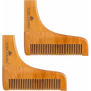 PARK DANIEL Handcrafted Wooden L Shaped Beard Comb For Men Pack of ( 2 Pcs.) ()