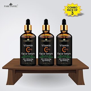 PARK DANIEL Vitamin C Serum with Hyaluronic acid- Anti Ageing and Anti Wrinkle Combo pack of 3 Bottles(90 ml) (90 ml)