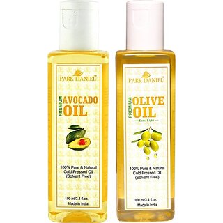 PARK DANIEL Organic Avocado oil and Olive oil combo pack of 2 bottles of 100 ml(200 ml) Hair Oil (200 ml)
