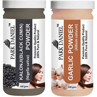 PARK DANIEL Pure & Natural Kalonji Powder & Garlic Powder Combo Pack of 2 Bottles of 100 gm (200 gm ) (200 ml)