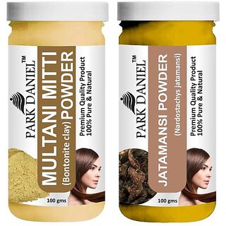 PARK DANIEL Pure & Natural Multani Mitti Powder & Jatamansi Powder Combo Pack of 2 Bottles of 100 gm (200 gm ) (200 ml)