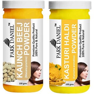 PARK DANIEL Pure & Natural Kaunch Beej Powder & Kasturi Haldi Powder Combo Pack of 2 Bottles of 100 gm (200 gm ) (200 ml)