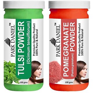 PARK DANIEL Pure & Natural Tulsi Powder & Pomegranate Powder Combo Pack of 2 Bottles of 100 gm (200 gm ) (200 ml)