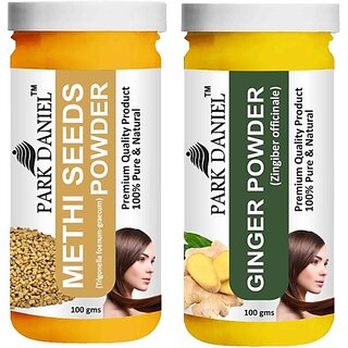 PARK DANIEL Pure & Natural Methi Powder & Ginger Powder Combo Pack of 2 Bottles of 100 gm (200 gm ) (200 ml)