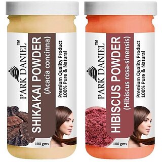 PARK DANIEL Pure & Natural Shikakai Powder & Hibiscus Powder Combo Pack of 2 Bottles of 100 gm (200 gm ) (200 ml)