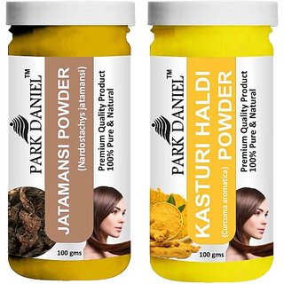 PARK DANIEL Pure & Natural Jatamansi Powder & Kasturi Haldi Powder Combo Pack of 2 Bottles of 100 gm (200 gm ) (200 ml)
