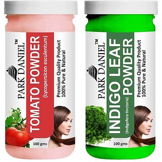 PARK DANIEL Premium Tomato Powder & Indigo Leaf Powder Combo Pack of 2 Jars of 100 gms(200 gms) (200 ml)